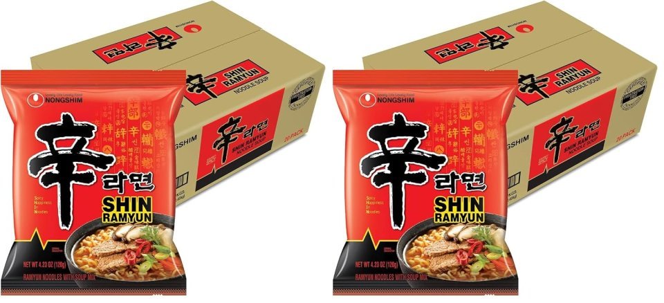 Buy Nongshim Shin Ramyun Spicy Korean Instant Noodles Online | Rich Beef Flavored Ramyun 4.23 oz 20 Pack