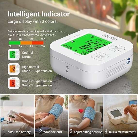 Buy iHealth Track Smart Upper Arm Blood Pressure Monitor Online | Bluetooth Blood Pressure Machine with Wide Range Cuff