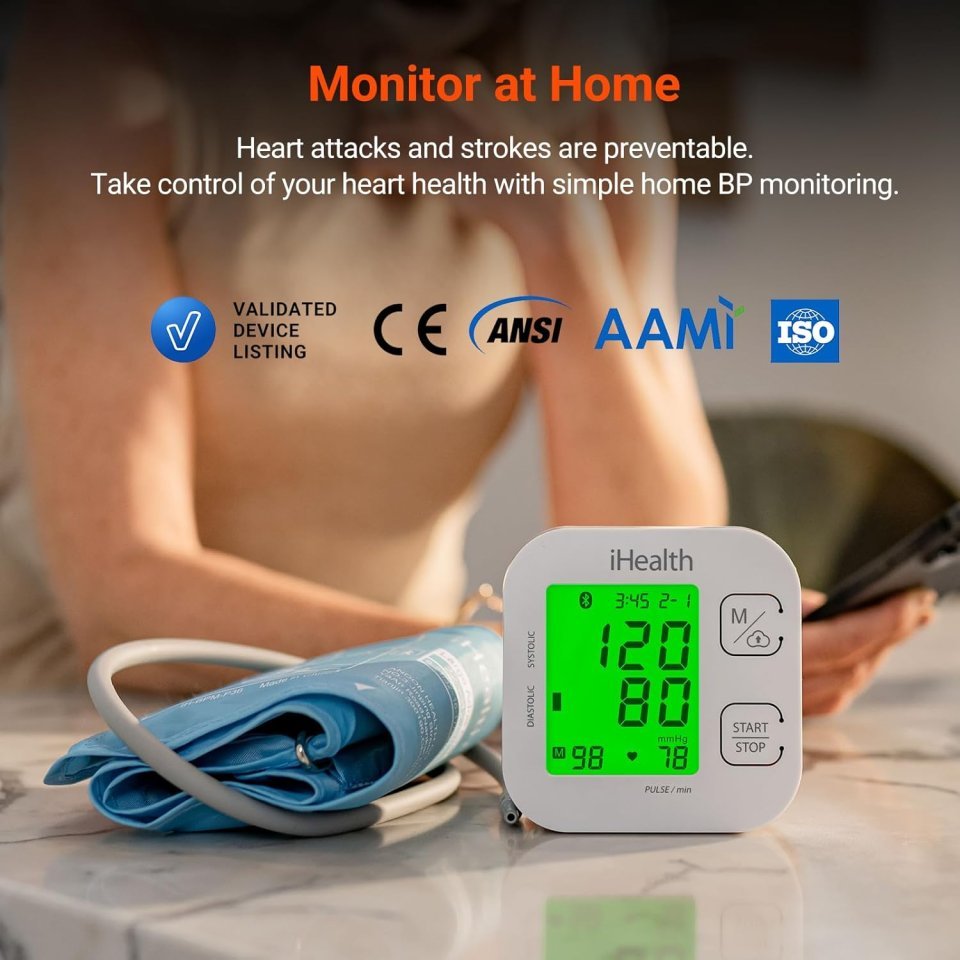 Buy iHealth Track Smart Upper Arm Blood Pressure Monitor Online | Bluetooth Blood Pressure Machine with Wide Range Cuff