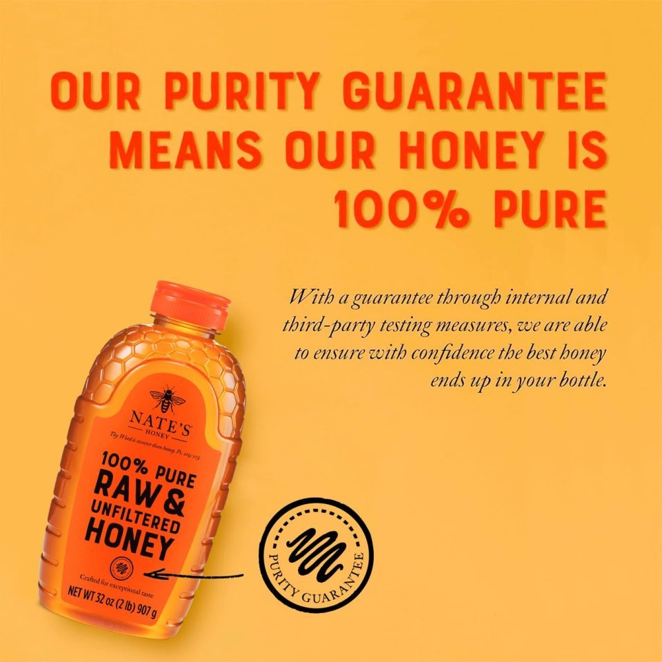 Buy Nate's 100% Pure Raw & Unfiltered Honey Online | Natural Premium Honey in 32 oz Squeeze Bottle