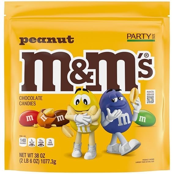 Buy M&M'S Peanut Milk Chocolate Candy Party Size Online | Resealable 38 oz Bulk Chocolate Candy Bag
