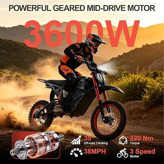 Buy Electric Dirt Bike for Teens & Adults Online | 3600W Mid-Drive Off-Road Electric Motorcycle