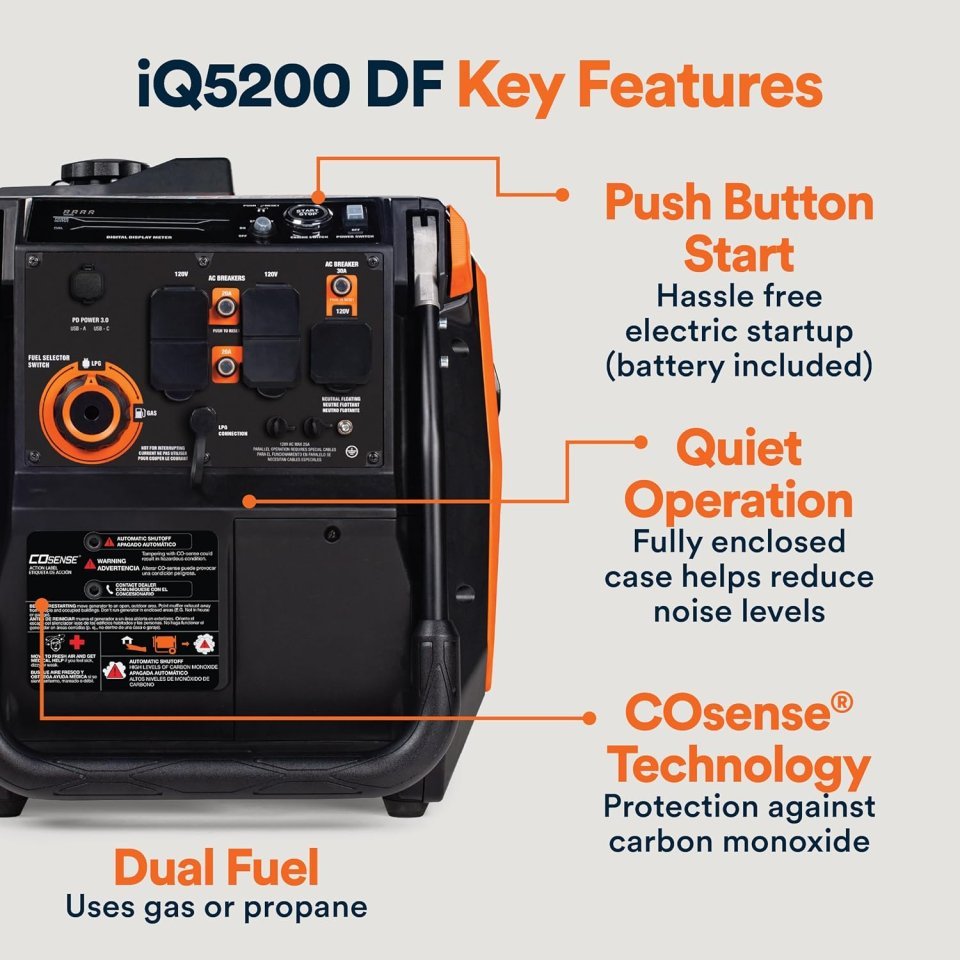 Buy Generac 5,200-Watt Dual-Fuel Portable Inverter Generator Online | Quiet Gas & Propane Backup Power