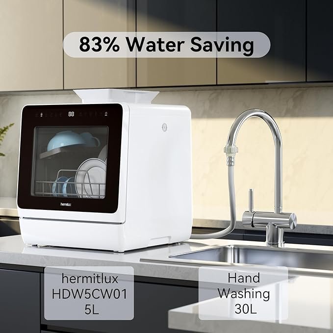 Buy Hermitlux Countertop Dishwasher Online | Portable Mini Dishwasher with 5L Water Tank