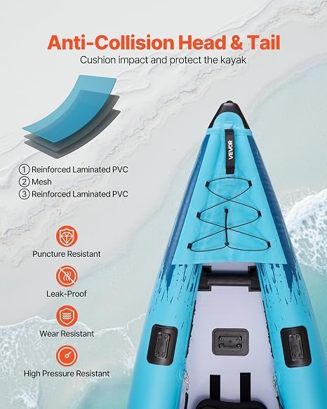 Buy VEVOR 2-Person Inflatable Kayak Online | 14'4" Family Touring Kayak with Pump, Paddles & Carry Bag