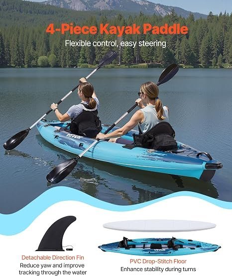 Buy VEVOR 2-Person Inflatable Kayak Online | 14'4" Family Touring Kayak with Pump, Paddles & Carry Bag