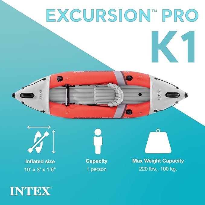 Buy INTEX Excursion Pro K1 Inflatable Kayak Set Online | 1-Person Fishing & Recreational Kayak with Paddles & Pump