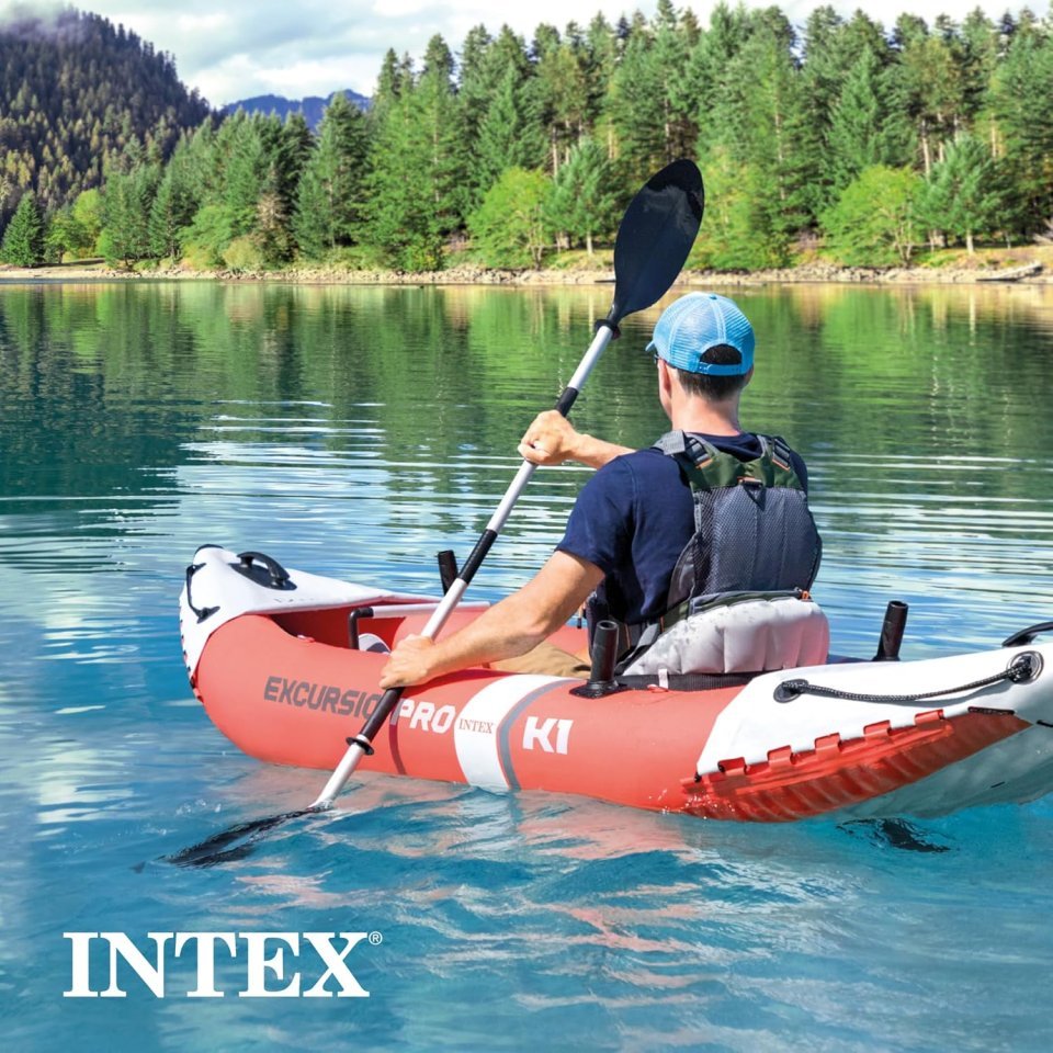 Buy INTEX Excursion Pro K1 Inflatable Kayak Set Online | 1-Person Fishing & Recreational Kayak with Paddles & Pump