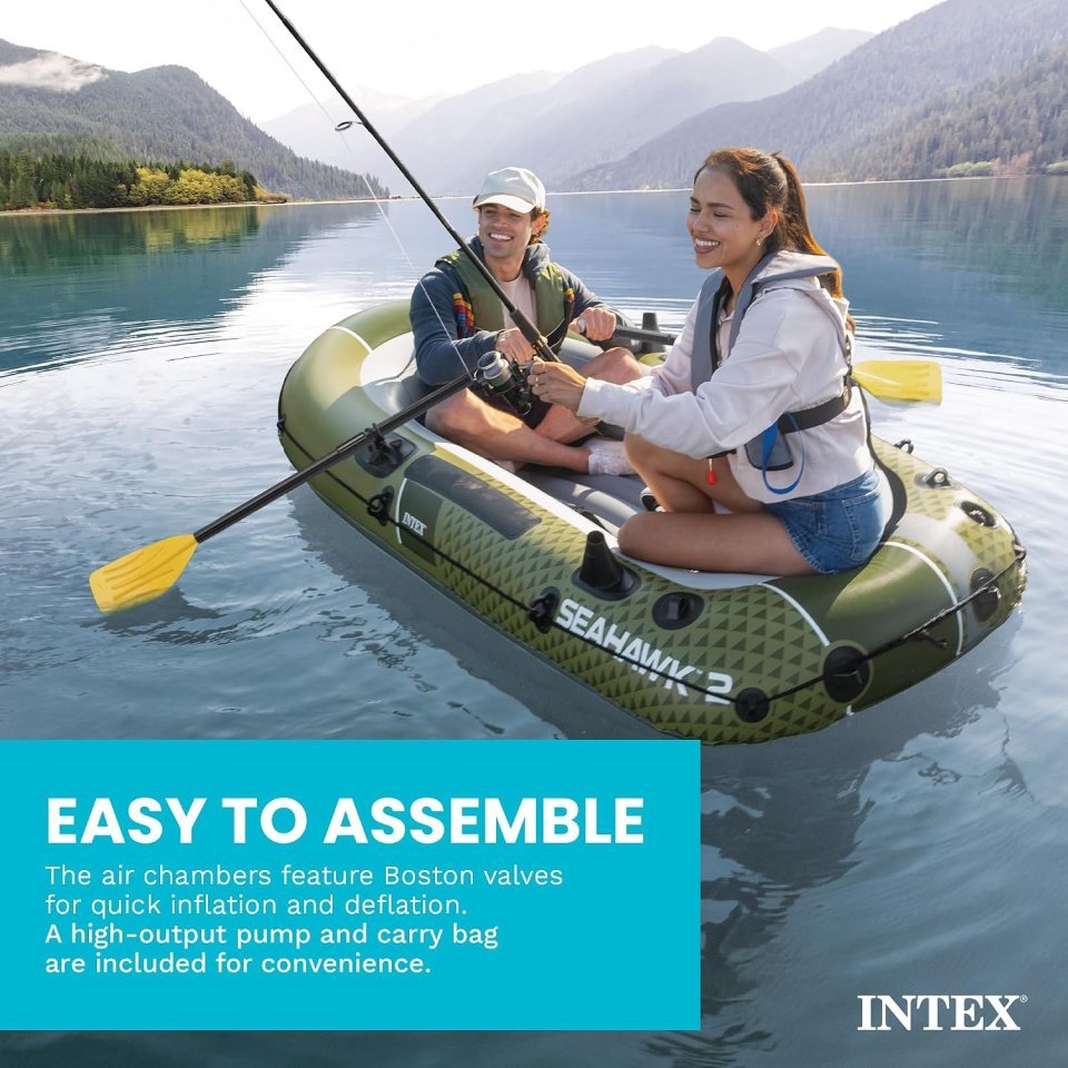 Buy INTEX Seahawk Inflatable Boat Online | Fishing & Recreational Inflatable Boat Set with Oars & Pump