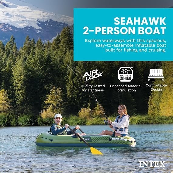 Buy INTEX Seahawk Inflatable Boat Online | Fishing & Recreational Inflatable Boat Set with Oars & Pump