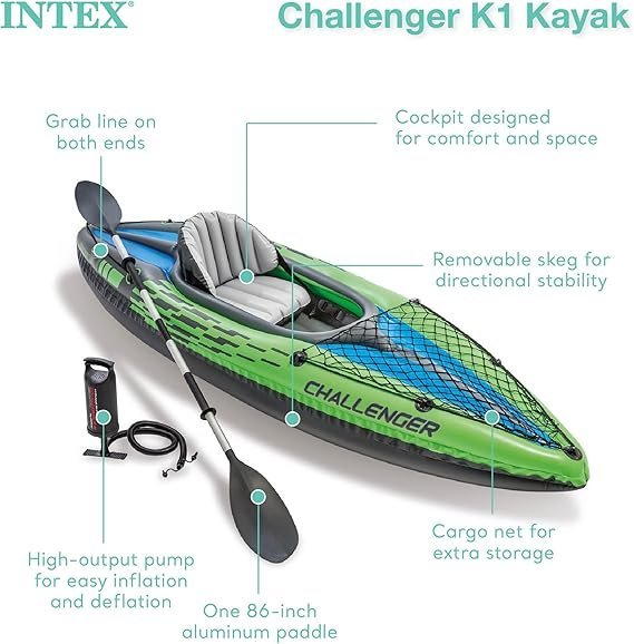 Buy INTEX Challenger Inflatable Kayak Online | Portable Recreational Kayak with Paddles & Pump
