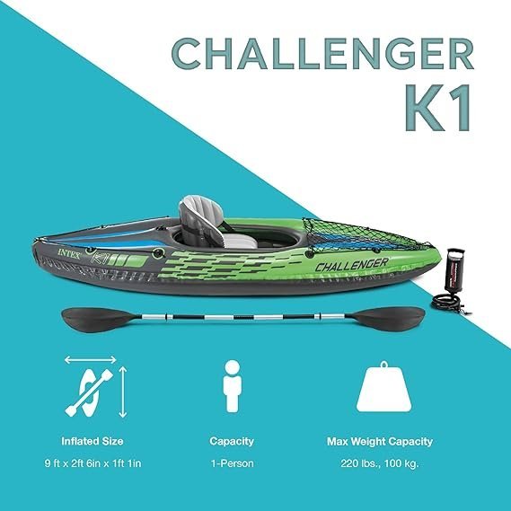 Buy INTEX Challenger Inflatable Kayak Online | Portable Recreational Kayak with Paddles & Pump