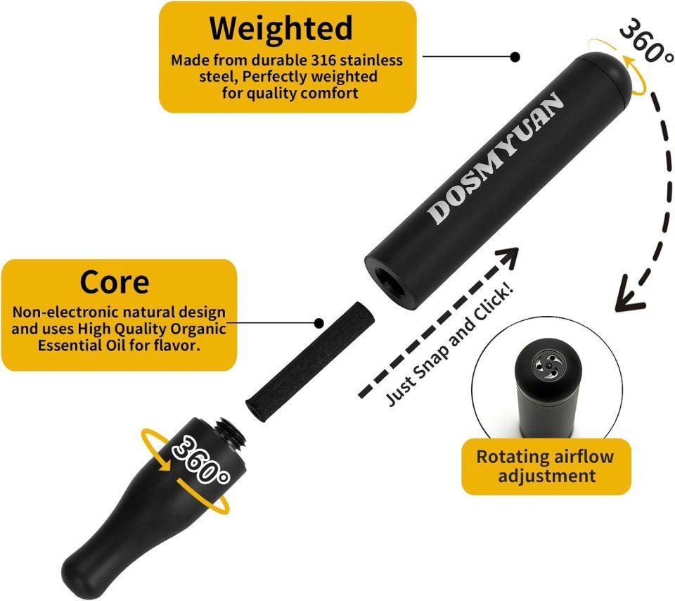 Buy Nicotine-Free Quit Smoking Inhaler Online | Adjustable Smoking Cessation Aid with 5 Flavor Swaps