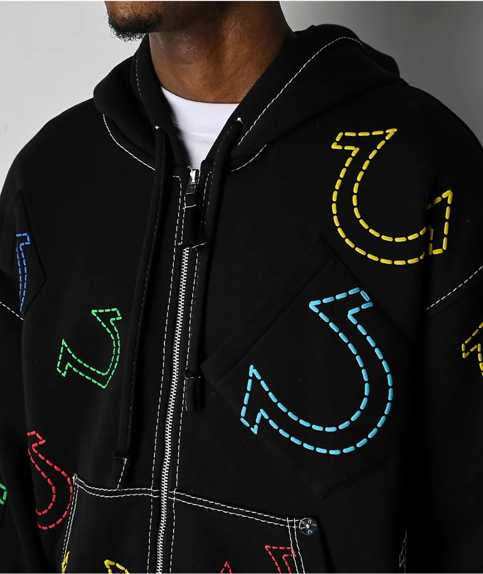 Men’s Horseshoe Big T Boxy Zip Hoodie for Winter Workouts