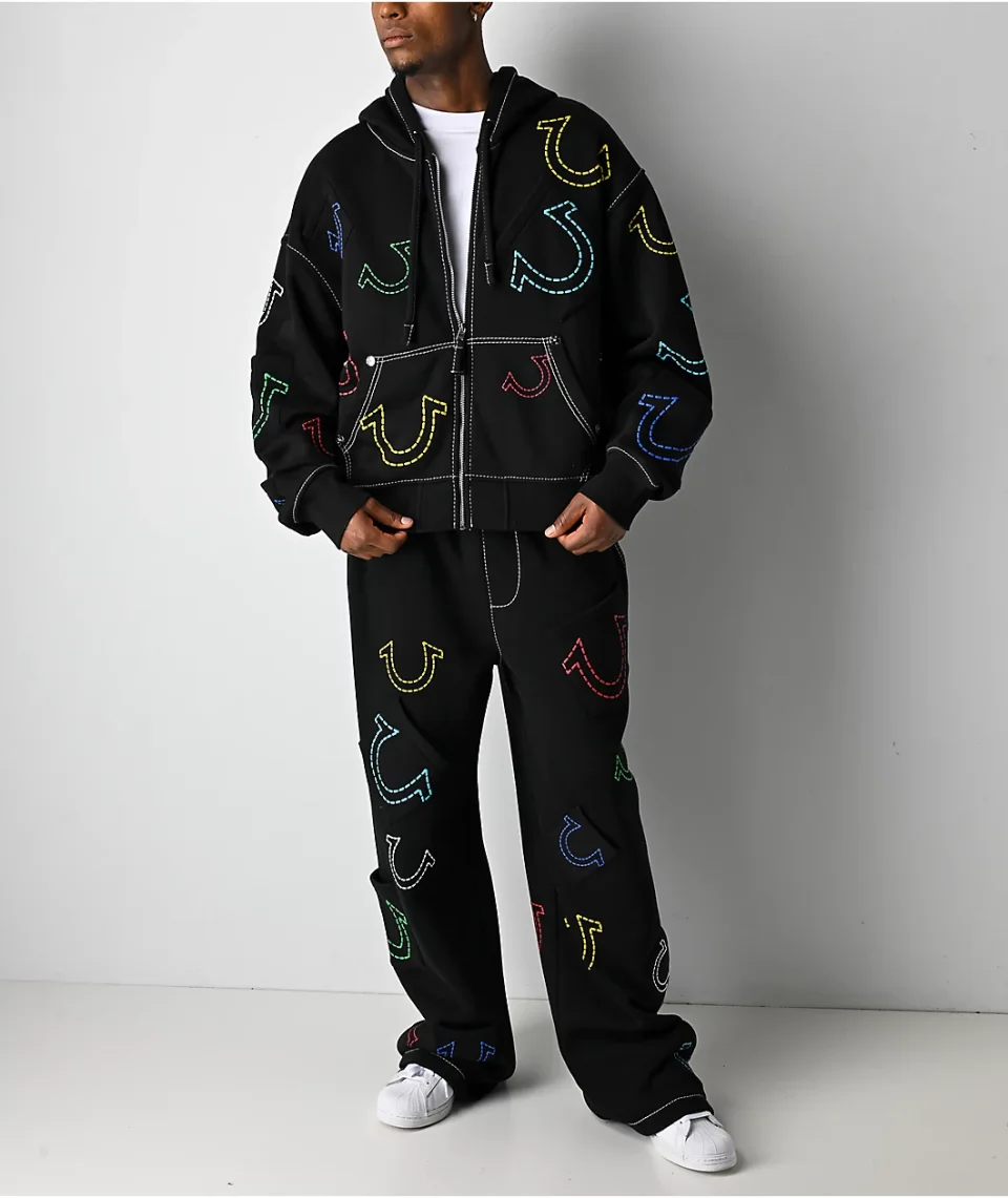 Men’s Horseshoe Big T Boxy Zip Hoodie for Winter Workouts