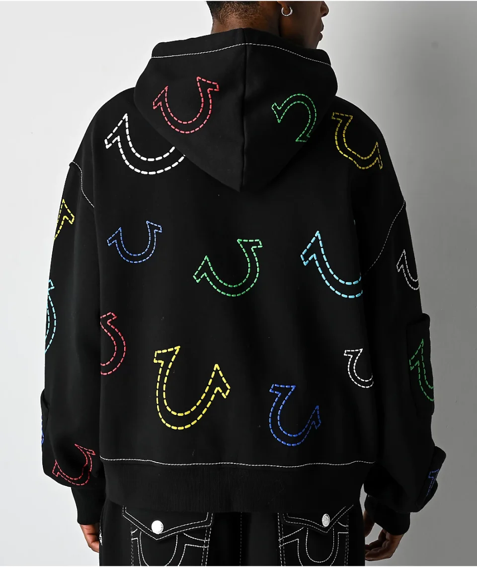 Men’s Horseshoe Big T Boxy Zip Hoodie for Winter Workouts