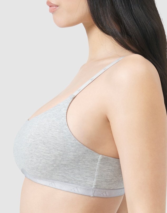 Soft Cotton Jersey Scoop Bralette in Light Heather Grey