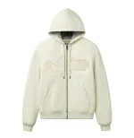Avirex Script Nappa皮革连帽衫雪白色 – 高端男士皮革连帽衫