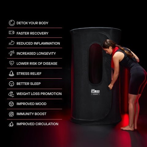 THE POD COMPANY Sauna Pod 2.0 Sauna Secca per Recupero e Benessere – Cabina in Cotone Naturale al 100%, Fino a 185°F di Calore Secco