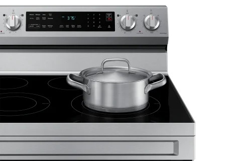 Samsung NE63A6511SS Fogão Elétrico Freestanding Inteligente com Convecção, 6.3 cu. ft., Aço Inoxidável