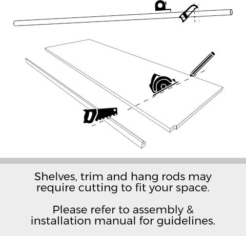 Kit d'organisateur de placard en bois ClosetMaid SpaceCreations 44"–115", Blanc Brillant