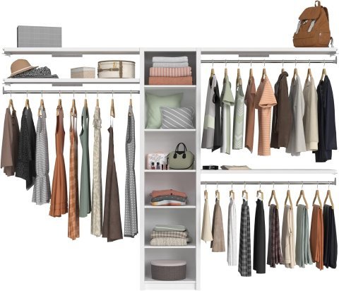 ClosetMaid SpaceCreations 44"–115" 木质衣柜整理套件，亮白色