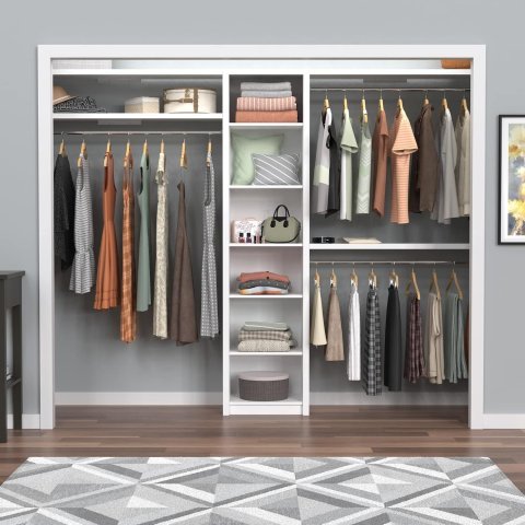 ClosetMaid SpaceCreations 44"–115" 木质衣柜整理套件，亮白色