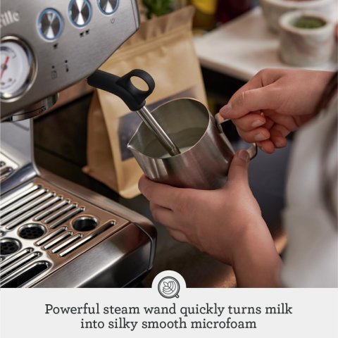 آلة الإسبريسو Breville Barista Express Impress | مطحنة مدمجة ونظام ضغط مساعد