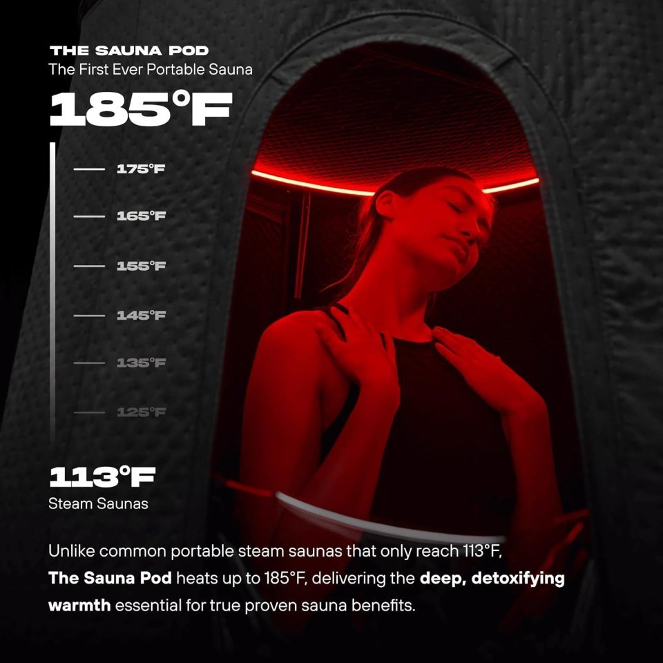 THE POD COMPANY Sauna Pod 2.0 Sauna Secca per Recupero e Benessere – Cabina in Cotone Naturale al 100%, Fino a 185°F di Calore Secco