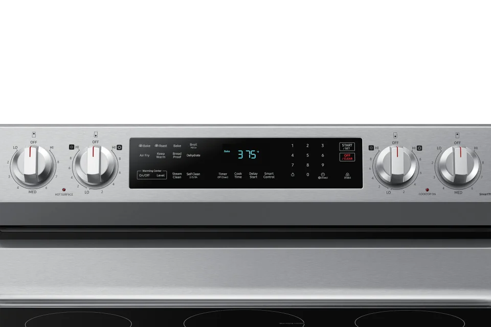 Samsung NE63A6511SS Fogão Elétrico Freestanding Inteligente com Convecção, 6.3 cu. ft., Aço Inoxidável