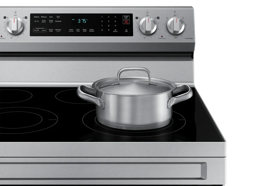 Samsung NE63A6511SS Fogão Elétrico Freestanding Inteligente com Convecção, 6.3 cu. ft., Aço Inoxidável