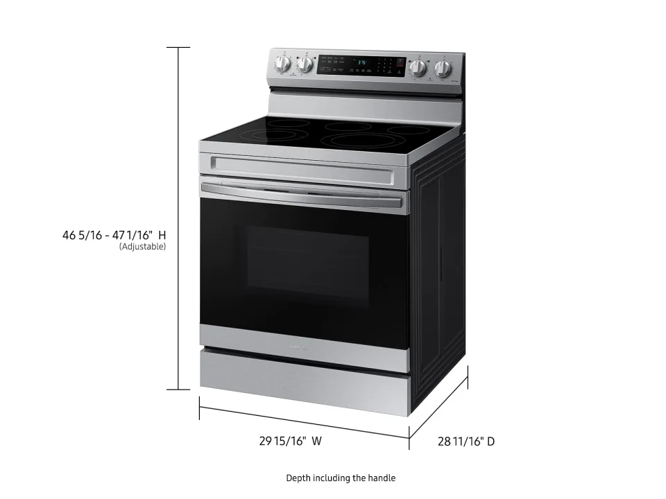 Samsung NE63A6511SS Fogão Elétrico Freestanding Inteligente com Convecção, 6.3 cu. ft., Aço Inoxidável