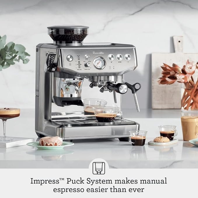 آلة الإسبريسو Breville Barista Express Impress | مطحنة مدمجة ونظام ضغط مساعد